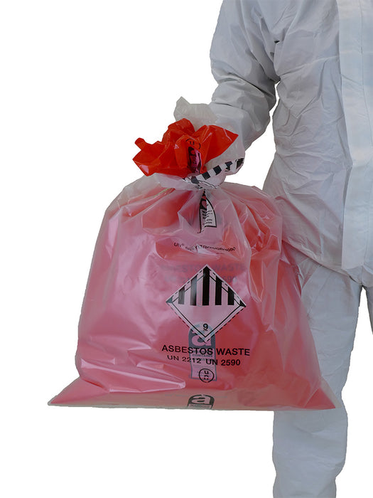 Polythene Asbestos Sacks - 60 Litre - Red & Clear
