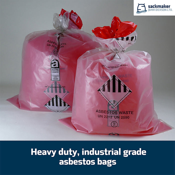 Polythene Asbestos Sacks - 140 Litre - Red & Clear