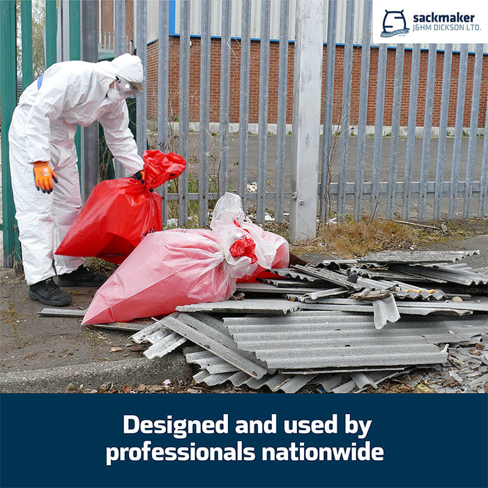Polythene Asbestos Sacks - 140 Litre - Red & Clear