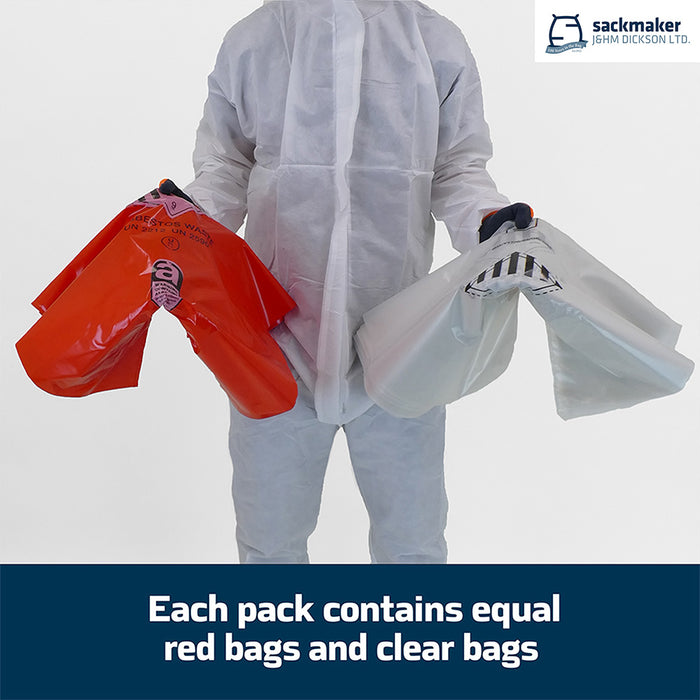 Polythene Asbestos Sacks - 140 Litre - Red & Clear