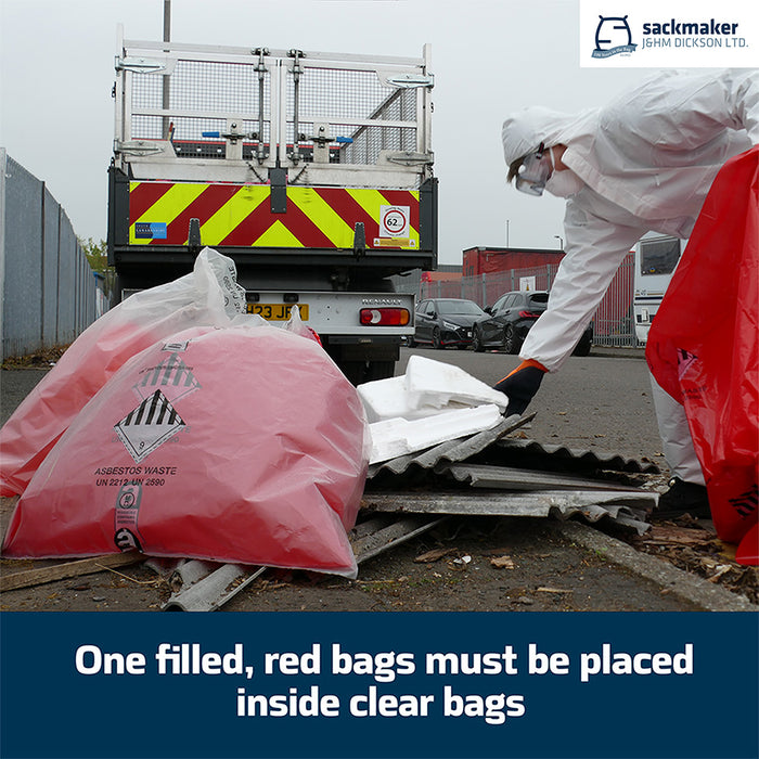 Polythene Asbestos Sacks - 140 Litre - Red & Clear
