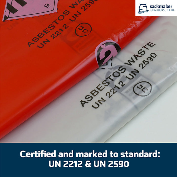 Polythene Asbestos Sacks - 140 Litre - Red & Clear