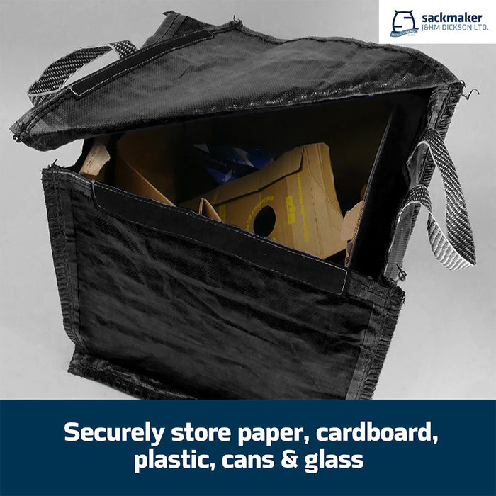 Black Recycling Bag - 90 Litre with Lid & Weighted Base - Kerbside