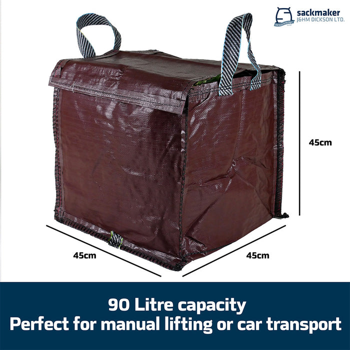 Brown Garden Waste Bag - 90 Litre with Lid & Weighted Base