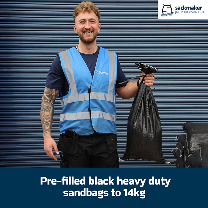 Pre Filled Heavy Duty Black Woven Polypropylene Sandbags