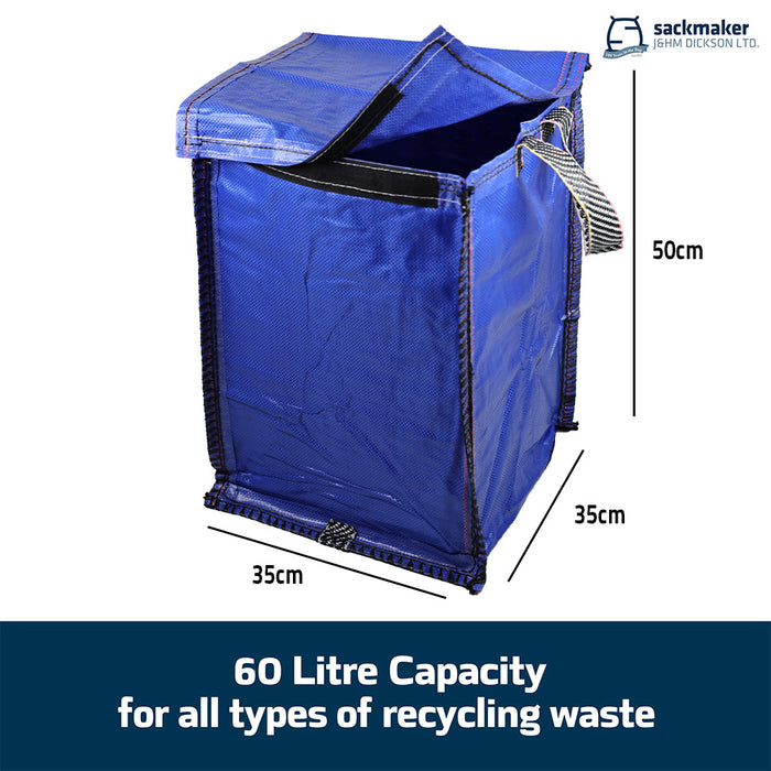 Green Recycling Bag - 60 Litre with Lid & Weighted Base - Kerbside