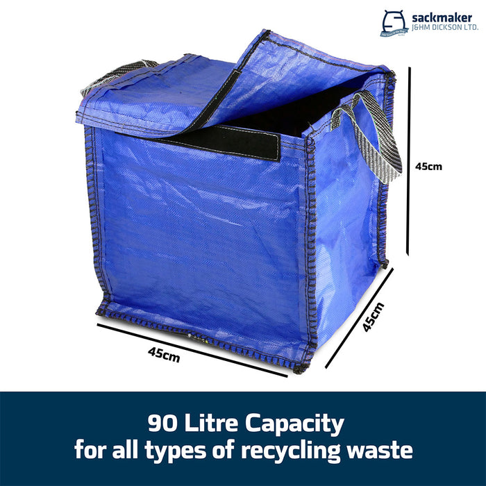 Blue Recycling Bag - 90 Litre with Lid & Weighted Base - Kerbside