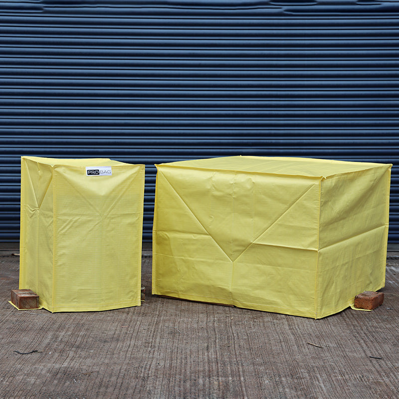 Pallets wrapped in plastic film