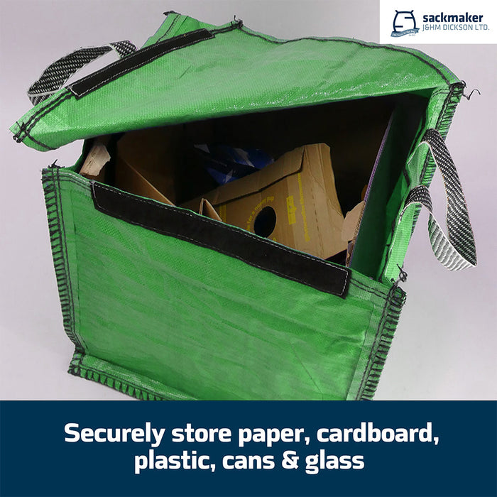 Green Recycling Bag - 60 Litre with Lid & Weighted Base - Kerbside