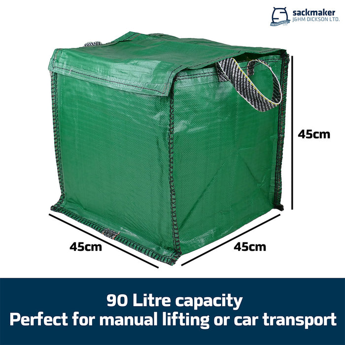 Green Garden Waste Bag - 90 Litre with Lid & Weighted Base