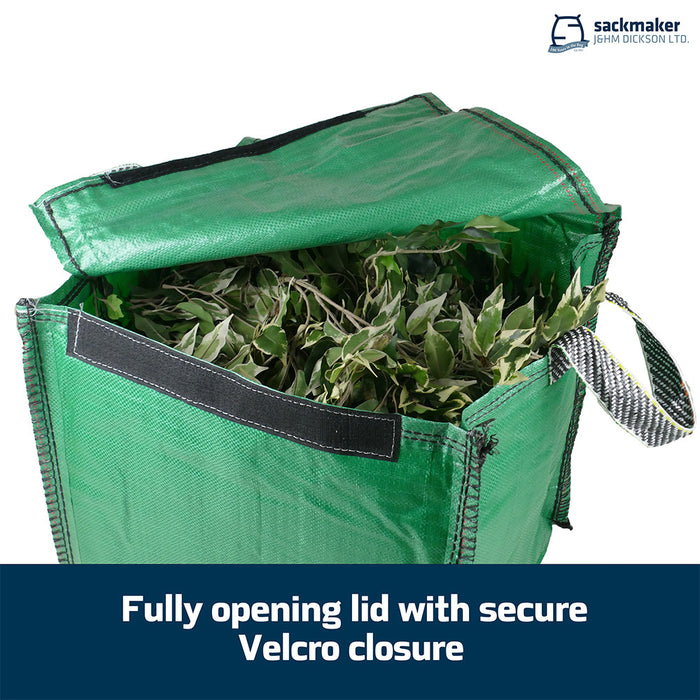Green Garden Waste Bag - 90 Litre with Lid & Weighted Base