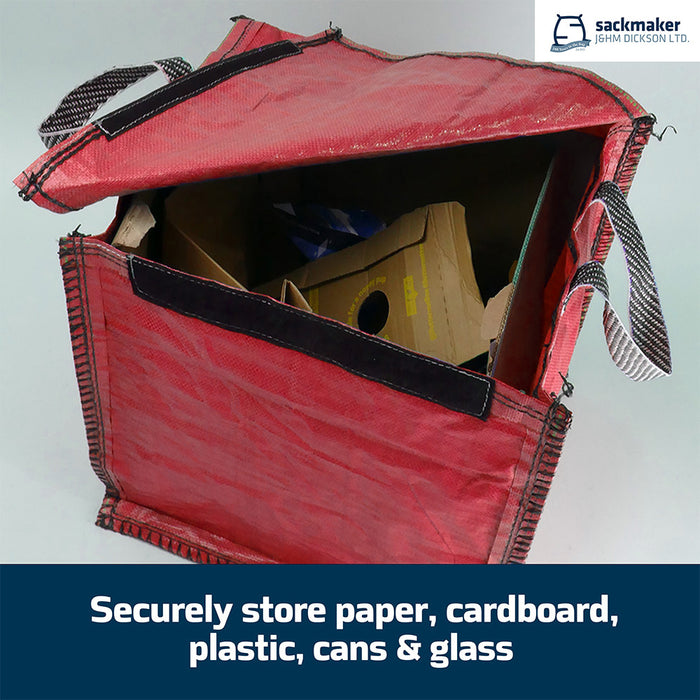 Red Recycling Bag - 90 Litre with Lid & Weighted Base - Kerbside
