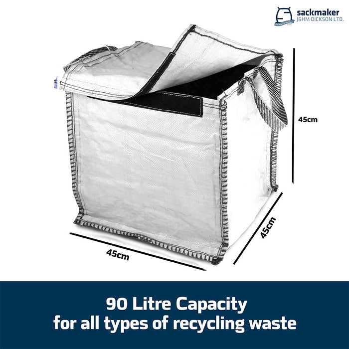 White Recycling Bag - 90 Litre with Lid & Weighted Base - Kerbside
