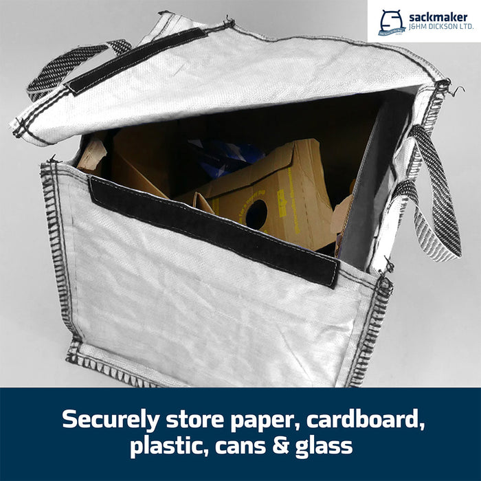 White Recycling Bag - 90 Litre with Lid & Weighted Base - Kerbside
