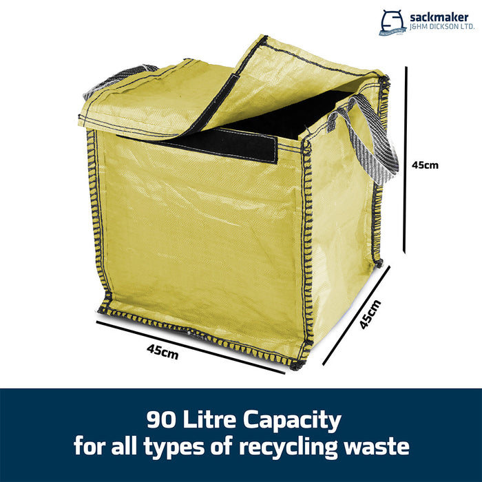 Yellow Recycling Bag - 90 Litre with Lid & Weighted Base - Kerbside